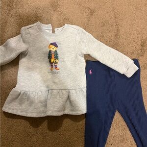 Polo by Ralph Lauren Gray and Navy Kids Matching Set
